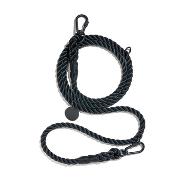 New! Matte Black Rope Dog Leash, Adjustable