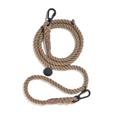 New! Matte Black/Natural Rope Dog Leash, Adjustable